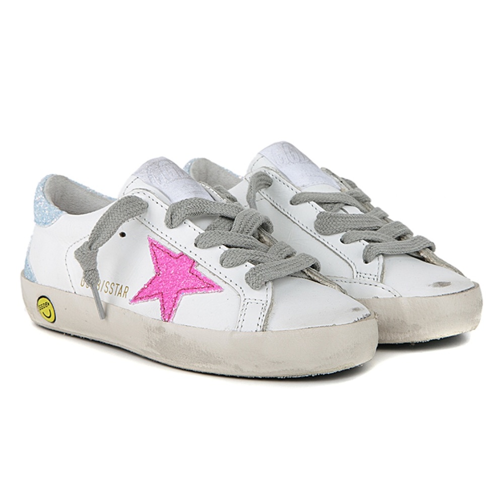 COPY - GOLDEN GOOSE PINK GLITTER STAR SUPERSTAR SNEAKERS KIDS -NEW